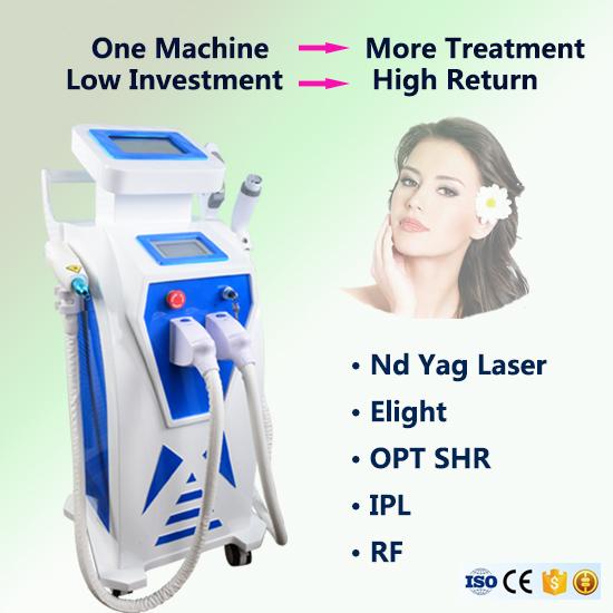 Portable diode OPT SHR hair removal machine wrinkle removal laser treatment RF machine CE approved Nd yag q-switch laser for tattoo removal