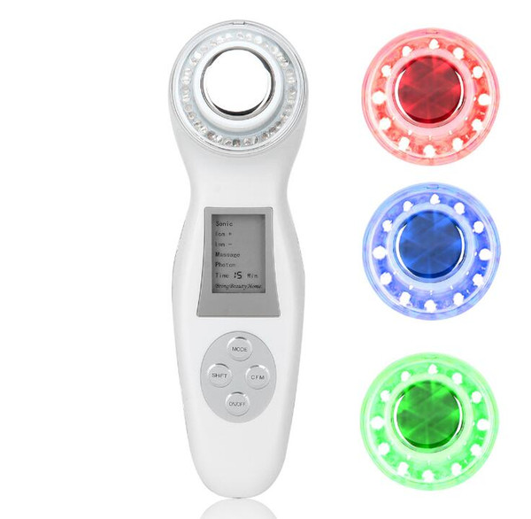 Phothon/LED Face Massage + Ionic/Micro-current + Vibration + Utrasonic Skin Rejuvenation Ionic Photon 3MHz Ultrasonic Beauty Machine