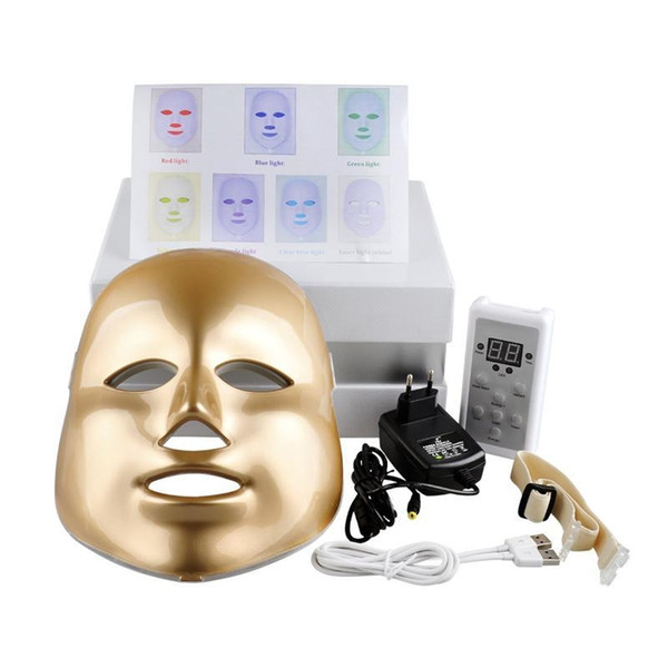 HOT Gold LED Mask 7 Colors LED Photon Facial Mask Wrinkle Acne Removal Face Skin Rejuvenation Moisturizing Face Massage Beauty Devic