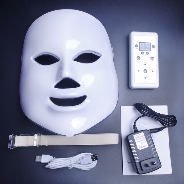 LM003 MOQ 1 piece White or Gold 7 light PDT Photon LED Facial Mask Skin Rejuvenation face beauty photorejuvenation home use