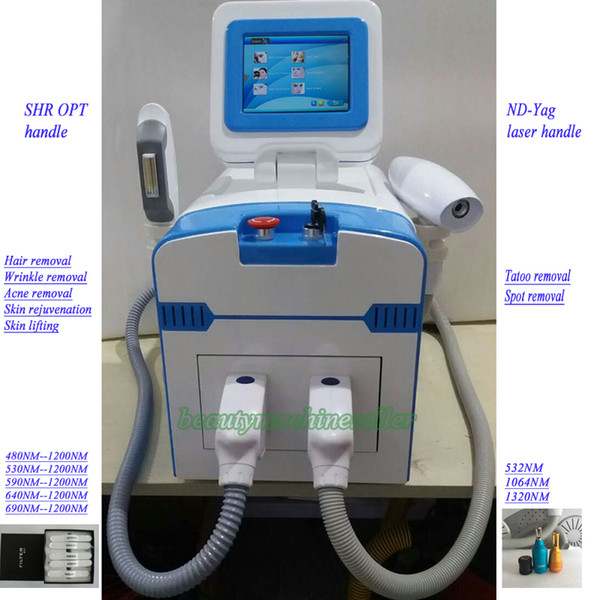 2018 Promotion 2 in 1 SHR OPT+ND-Yag laser machine for hair removal wrinke removal skin tightening and tattoo removal IPL laser machine