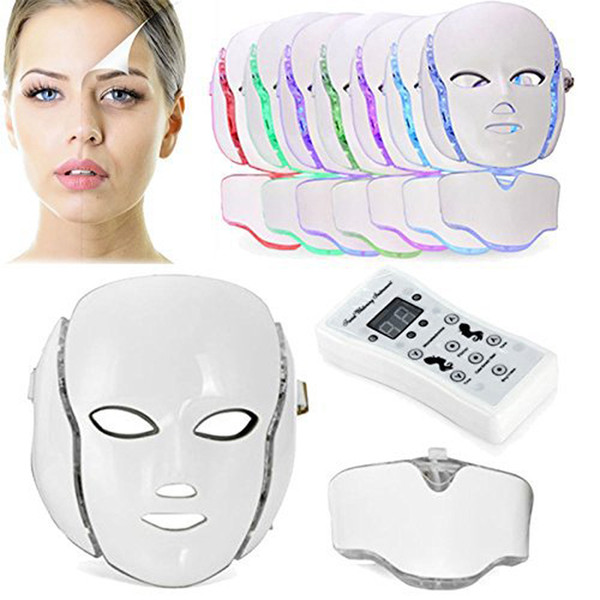 7 colors LED facial mask for skin rejuvenation/ance PDT phototherapy face and neck mask