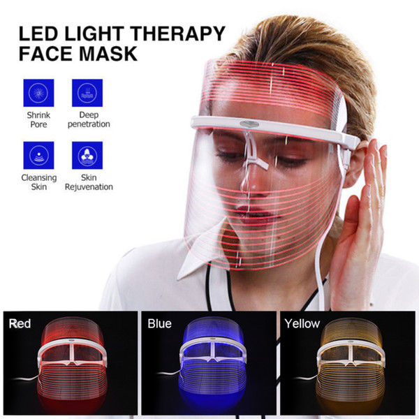 New Invention 3 Color LED Light Beauty Face Mask Therapy Instrument Facial SPA Treatment Device Anti Acne Wrinkle Removal