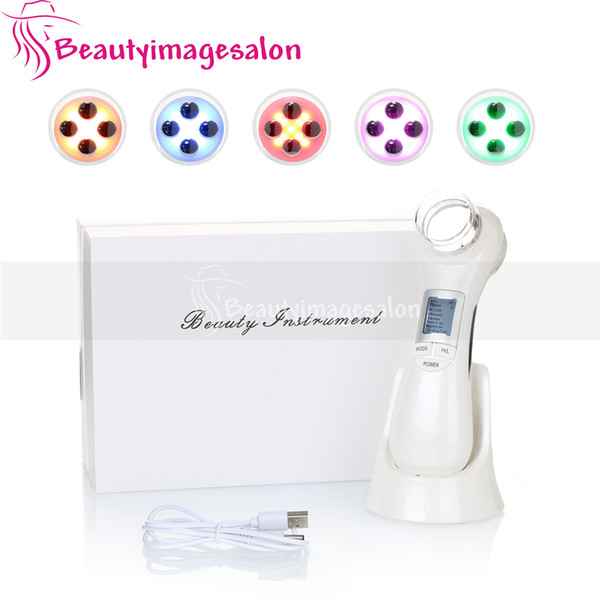 Hot Sale Rechargable RF EMS Sonic Vibration Ultrasonicwave Cleaner LED Beauty Facial Ion Skin Rejuvenation Beauty Device For Home Use