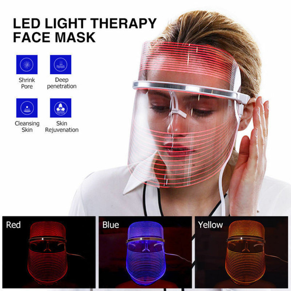 Free Shipping 3 Colors Photon Facial Mask Skin Rejuvenation LED Light Therapy anti-aging acne Beauty machine CE