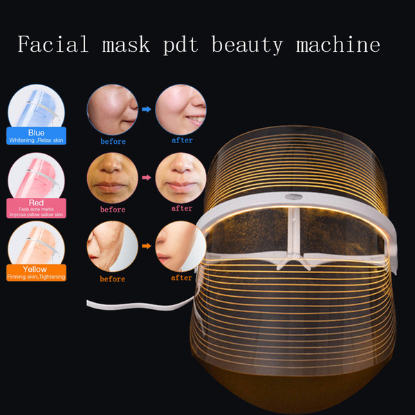 2018 New arrival PDT Light Therapy LED Facial Mask With 3 Photon Colors For Face Home Use Skin Rejuvenation LED Face Mask