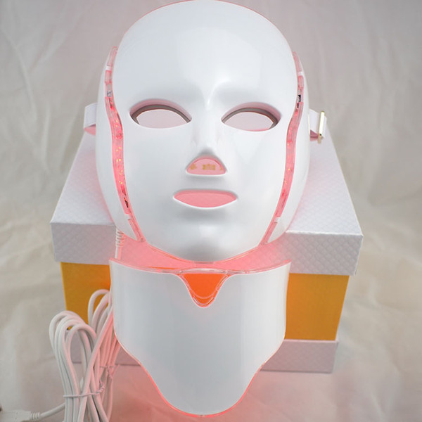 7 color LED light Therapy face Beauty Machine LED Facial Neck Mask With Microcurrent for skin whitening device dhl free shipment