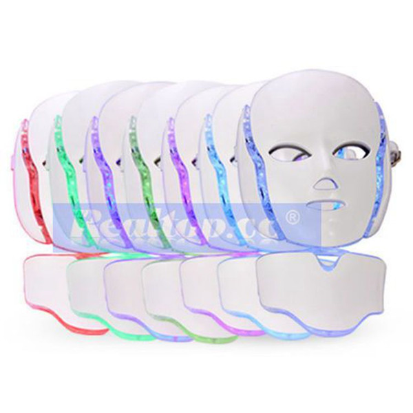 LED Photon Therapy Beauty Machine Skin Rejuvenation LED Facial Neck Mask With 7 Colors Microcurrent For Wrinkle Acne Removal Face Beauty