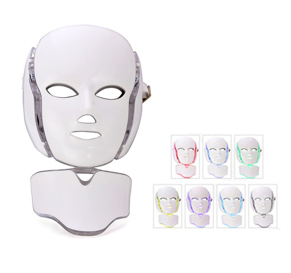 7 Color LED Facial And Neck Mask Microcurrent PDT LED Photon Face Mask Wrinkle Removal Skin Rejuvenation For Face and Neck Beauty