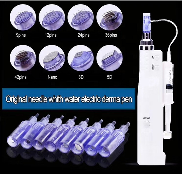 Micro Needle Mesotherapy Derma Pen Water Meso Injector Anti Aging Facial Skin Care Beauty Machine With 2 * 12 pins needle cartridge