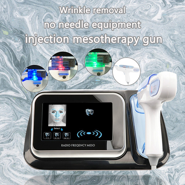 Water Mesotherapy Gun Radio Frequency RF Meso Fade Facial Spots Facial Skin Beauty Device Injector 3 Light Colors Red Blue Green2018 Newest!