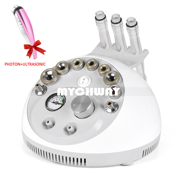 3 In 1 Hydro Sprayer+Diamond Microdermabrasion+Glass Tube Facial Beauty Machine With A Free Gift Ultrasonic Skin Rejuvenation Massager