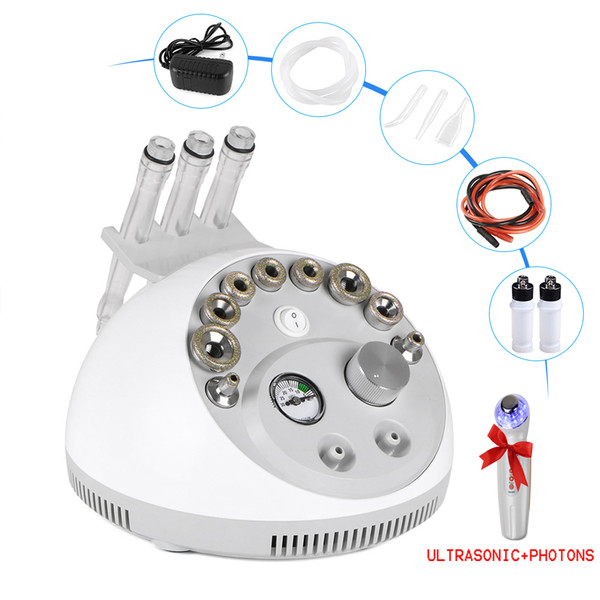 3 In 1 Dermabrasion Microdermabrasion Vacuum Blackhead Removal Skin Care Machine With A Free Gift Ultrasonic LED Photon Massager