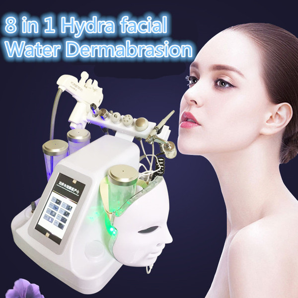 Newest 8 in1 Water Hydrafacial Dermabrasion Skin Deep Cleansing LED PDT Mask Oxygen Jet Cold Hammer BIO Face Lift Ultrasonic Machine