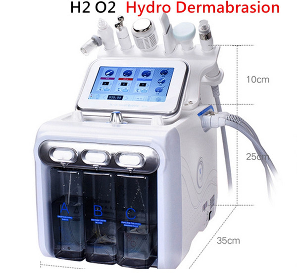 New 6 in 1 Aqua Hydra Facial Water Dermabrasion H2 O2 Oxygen Spray with RF Bio Lifting Spa Facial skin deep cleansing machine