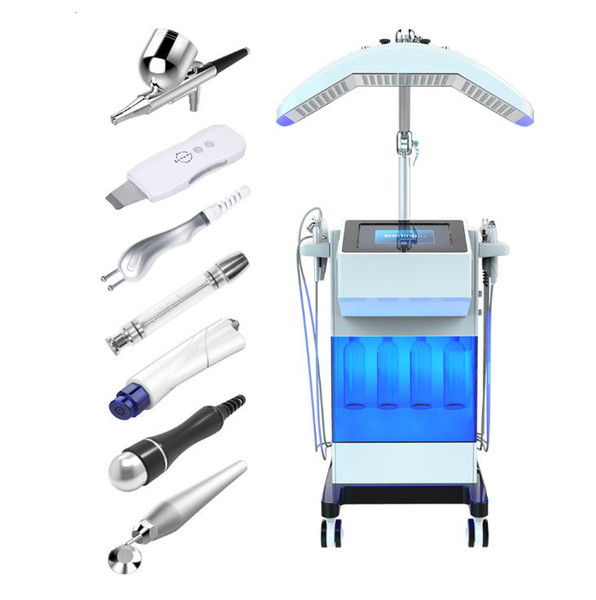 DHL Free Shipping /Hydra Facial PDT LED Bio Light Therapy Facial Skin Machine With Oxygen Spray Microcurrent Skin Tighten