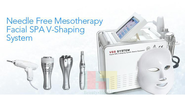 5 In 1 No Needle Mesotherapy Machine With Ice Cooling For Skin Tightening RF Derma Pen Needle Free Gun LED Facial Mask