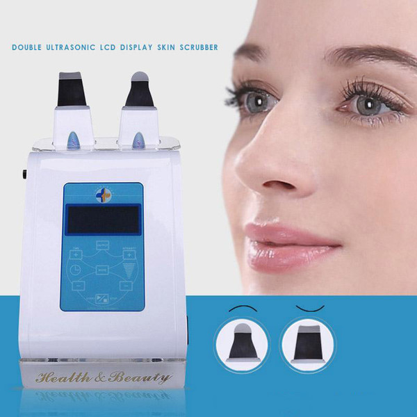 Small Touch Screen Double Ultrasonic face deep clean and removal wrinkle Skin Scrubber Ultrasound facial Peeling Spa Beauty Massager