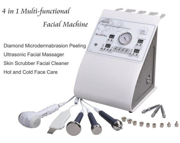 New 4 in 1 Multi-functional Beauty Machine Microdermabrasion Peeling Ultrasonic Skin Massager Skin Scrubber Facial Cleaner