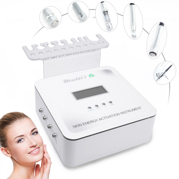 6 in 1 Ultrasonic RF Bio Microcurrent Facial Care Instrument Needle Free Pure Oxygen Injected Skin Rejuvenation Microdermabrasion Device CE