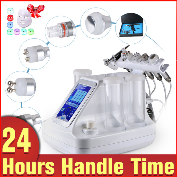 Best combination ultrasonic Rf Bio Hydro Microdermabrasion oxygen spray facia cleansing skin care device + led mask