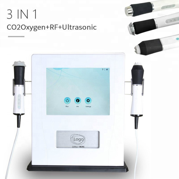 Hot Newest 3 In 1 Portable Oxygen Jet Peel Skin Care Equipmet CO2 Bubble Oxygen Facial BIO Ultrasound RF Skin Tightening Beauty Machine