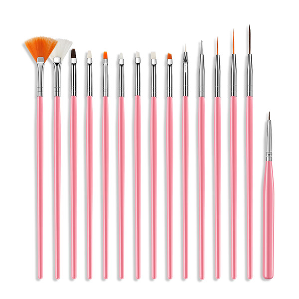 Tamax 15PCS Nail Brushes Builder Gel Polish Painting Liner Nail Art Draw Print Brushes Set Manicure DIY Dotting Point Tool Kits