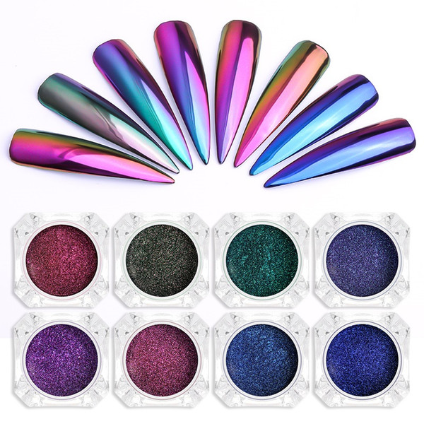 Tamax Chrome Mirror Powder Nail Art Glitter Chameleon Pigment Powder Manicure Nail Tips Decoration Accessories Gel Polish Dust