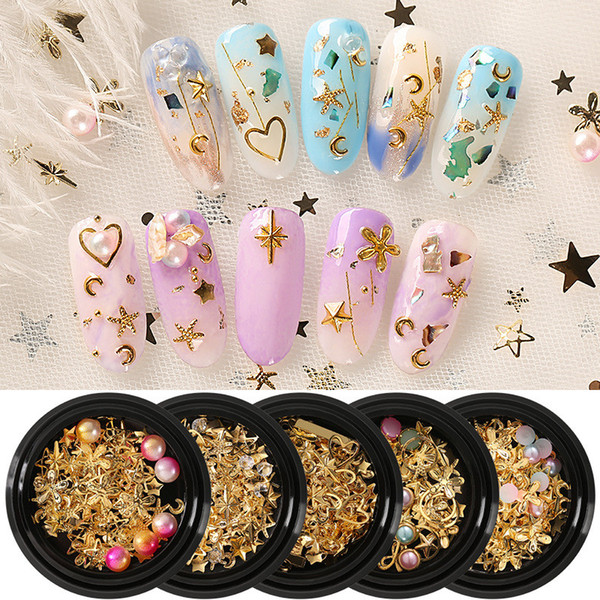 Tamax Mixed Style Metal Nail Art Decoration Pearl Rhinestones Nails Crystal Stones Sticker Manicure Accessories Tips Nail Tools