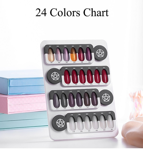 Tamax 24 Tips Nail Gel Polish Color Display Chart Salon Acrylic Gel Magnetic Nail Display Color Showing Shelf Card Chart