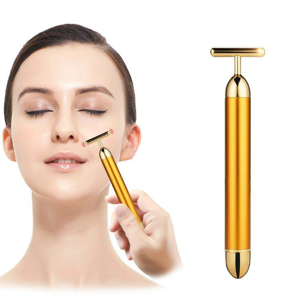 Energy Beauty Bar 24K Gold Pulse Firming Massager Facial Roller Massager Derma Skincare Wrinkle Treatment Face Massager