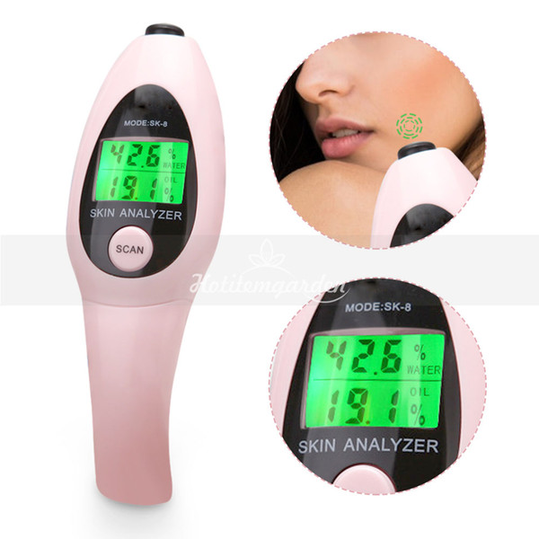 New arrive LCD Display Facial Beauty Equipment Skin Oil Moisture Analyzer Testing Skin Tester pink