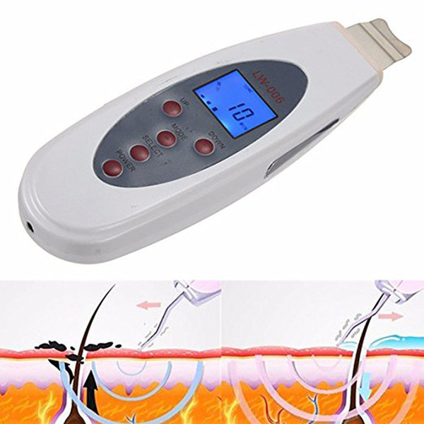 Fashion Portable Large LCD Screen Ultrasonic Skin Scrubber Beauty Machine Peel Facial Spa Salon Equipment For Men Or Female Free Shipping