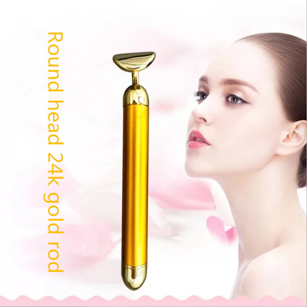 Hot sale Amazon foreign trade explosions round head gold rod beauty bar beauty instrument gold face-lifting massage instrument ion import ou