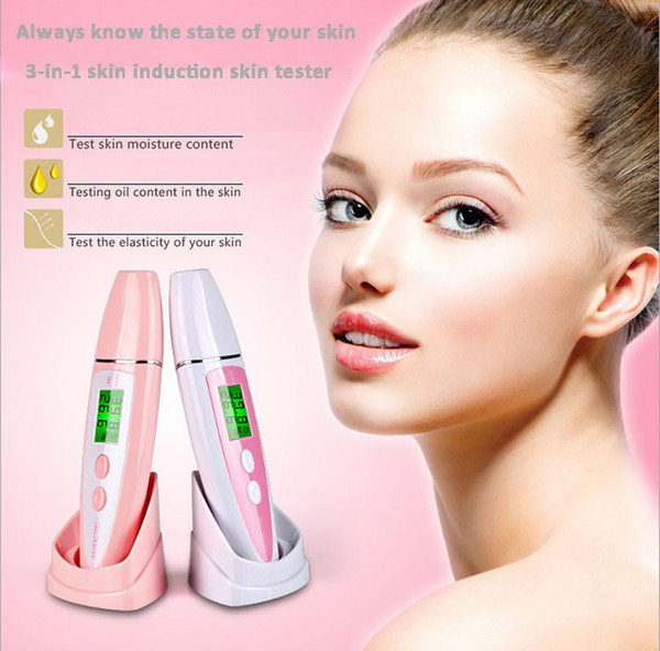 DHL 100PCS Digital Skin Moisture Meter Skin Care Tester Moisture Oil Content Analyzer Monitor Detector Face Care Tool Monitoring New LCD