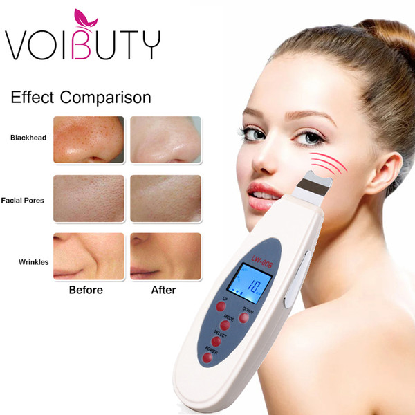 LCD Ultrasonic Face Skin Cleanser Face Acne Removal Pore Cleansing Peeling Tone Lift Scrubber Ultrasound Facial Massager LW-006