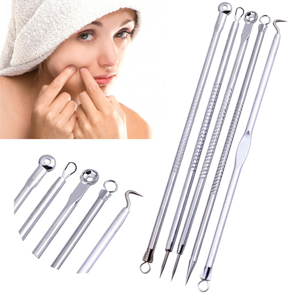 Tamax AC005S 5Pcs Face Care Stainless Acne Needle Blackhead And Pimple Remover Comedone Acne Extractor Point Clean Black Head Remover Tool