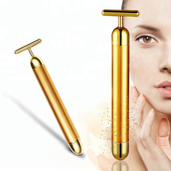 Electric Face Lifting 24k Gold Facial Beauty Vibration Roller Massager Stick Face Skin Care Stick Lifting Firming