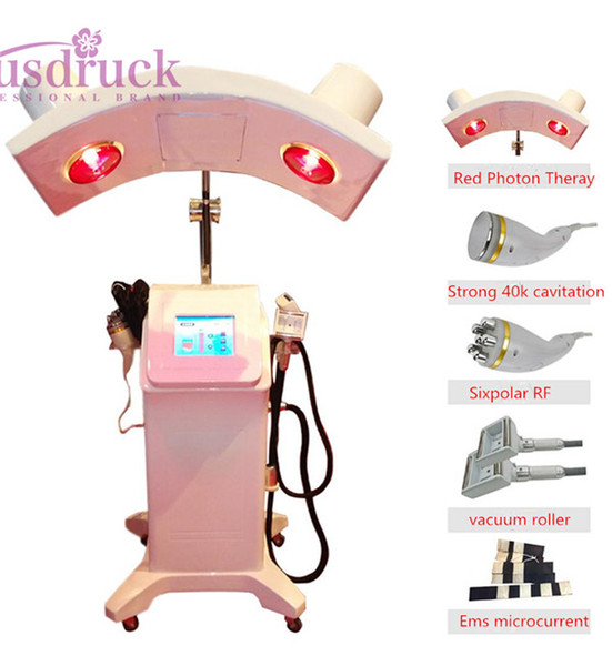 New Professional 5in1 fast fat burn cavitation RF+Photon Led infrade +vacuum roller+sixpolar RF+EMS slimming microcurrent Bio machine CE