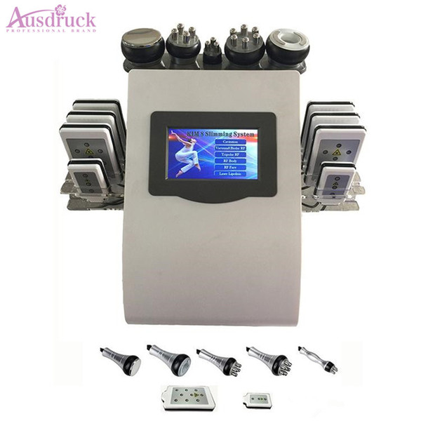 Tax free EU 6in1 Ultrasonic Vacuum Cavitation RF Radio Frequency Body Slim Cellulite Machine Cold Laser 650nm lipo LLLT BIO Face Lifting