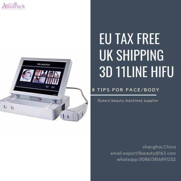 2019 UK tax free 2color Skin rejuvenation 3D HIFU face lift body slimming lifting have 8 optional cartridges skin tightening MACHINE CE