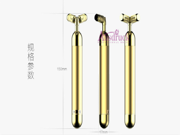 Skin Lifting Tightening 24K gold Y-shape Vibration Face Massager Roller Facial Care Machine for Home Use CE