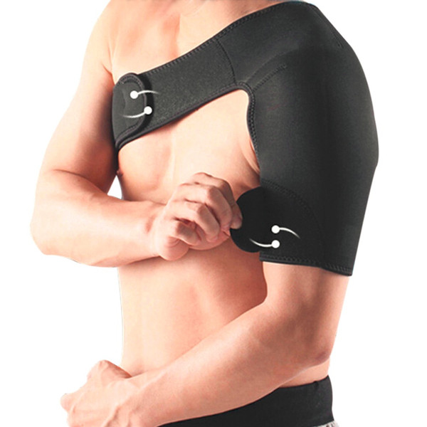 Adjustable Breathable Gym Sports Care Single Shoulder Support Back Brace Guard Strap Wrap Belt Band Pads Black Bandage Men&Women