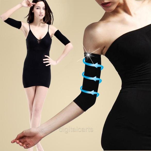 Womens Slim Weight Loss Arm Shaper Fat Buster off Cellulite Belt Wrap Band D_L (Size: One Size, Color: Black)