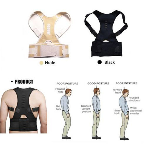 Posture Corrector Magnet Therapy Back Support Brace Adjustable Lumbar Belt Men Women Body Support Corrector BC002BKXL