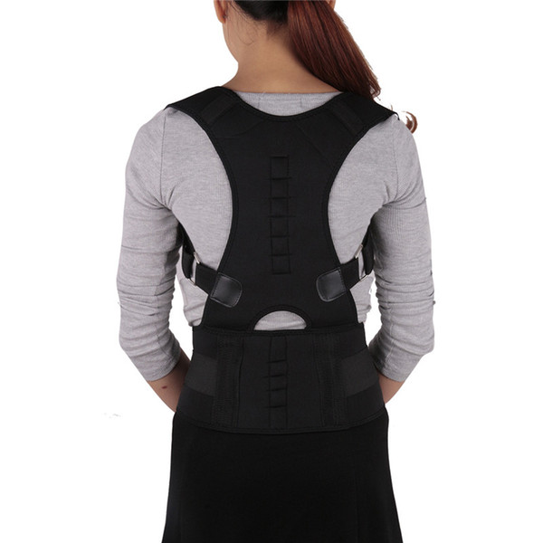 Black Adjustable Magnet Posture Corrector Corset Back Belt Straightener Brace Shoulder Corrector De Posture Suporte Belt OPP Bag pack0613051