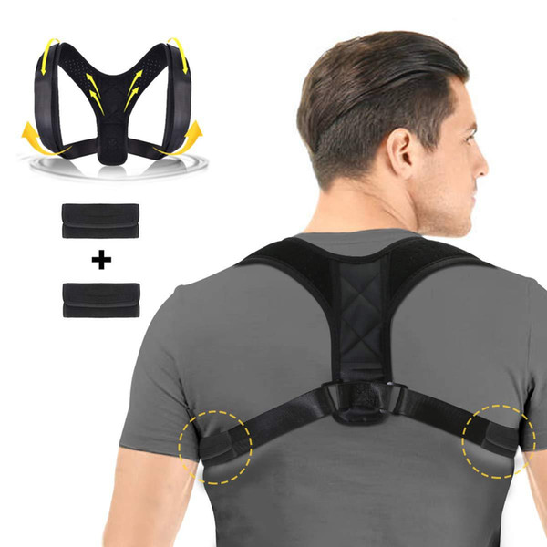 200PCS Posture Corrector Braces Health Care Belt Waist Adjust Shoulder Chest Back Support Straightener Strap Black