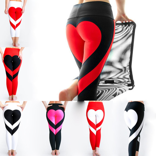 Yoga Pants Sports Leggings 2018 Sexy Peach Hips Heart Shape Gym Clothes Spandex Running Workout Women Patchwork Fitness Tights KKA3256