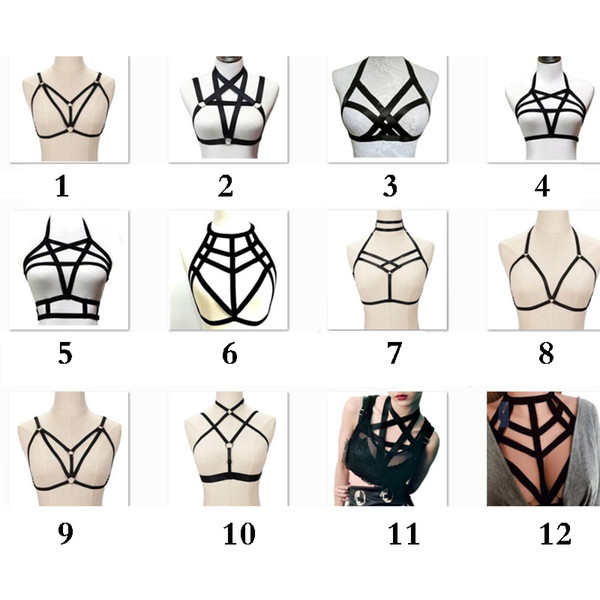 Bdsm female sexy Goth Lingerie Elastic Harness cage bra cupless lingerie Bondage Body elastic harness belt Fair size available for S-XL with