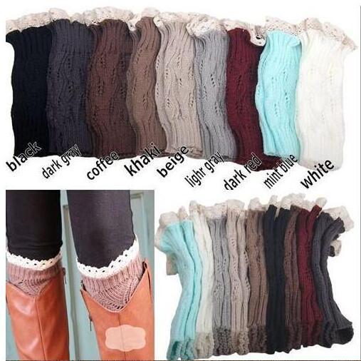 50Pairs 9 color women Crochet lace boot cuffs handmade Knit leg warmer Ballet lace Boot Cuff Leg Warmers Christmas Boot Socks covers